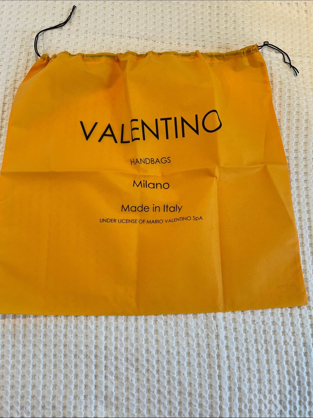 New Valentino Orange Drawstring Handbag Dust Bag with Black Logo